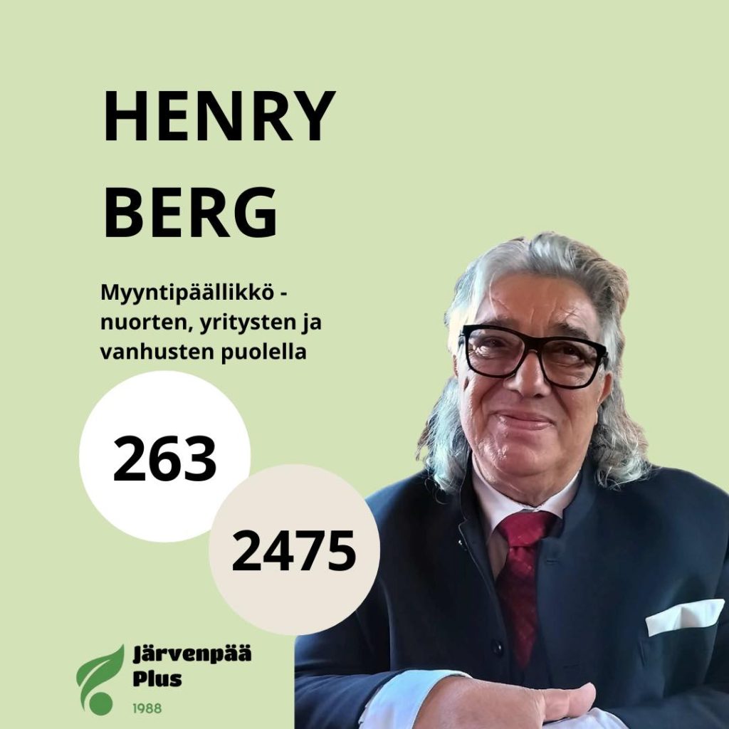Henry Roope Berg, myyntipäällikkö, nuorten, yritysten ja vanhusten puolella, ehdokasnumero kuntavaaleissa 263 ja aluevaaleissa 2475
